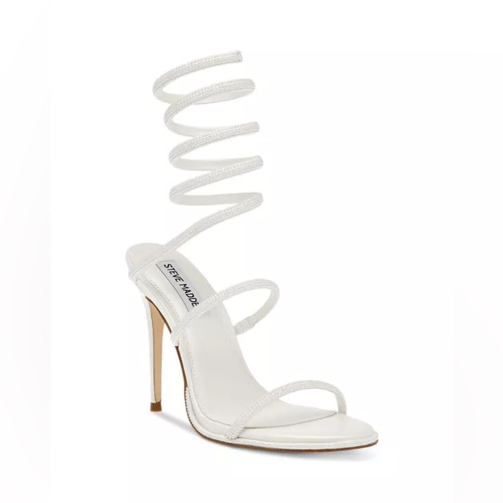 Steve Madden White Spiral Strap Heels
